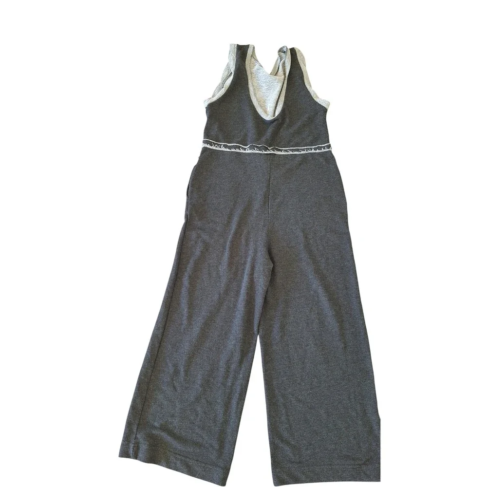 Free People Charcoal Grey Wide Leg French Terry Jumpsuit Sleeveless Medium